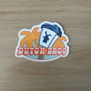 Dutch Bros Vibrant Sticker with Cup and Palm Design